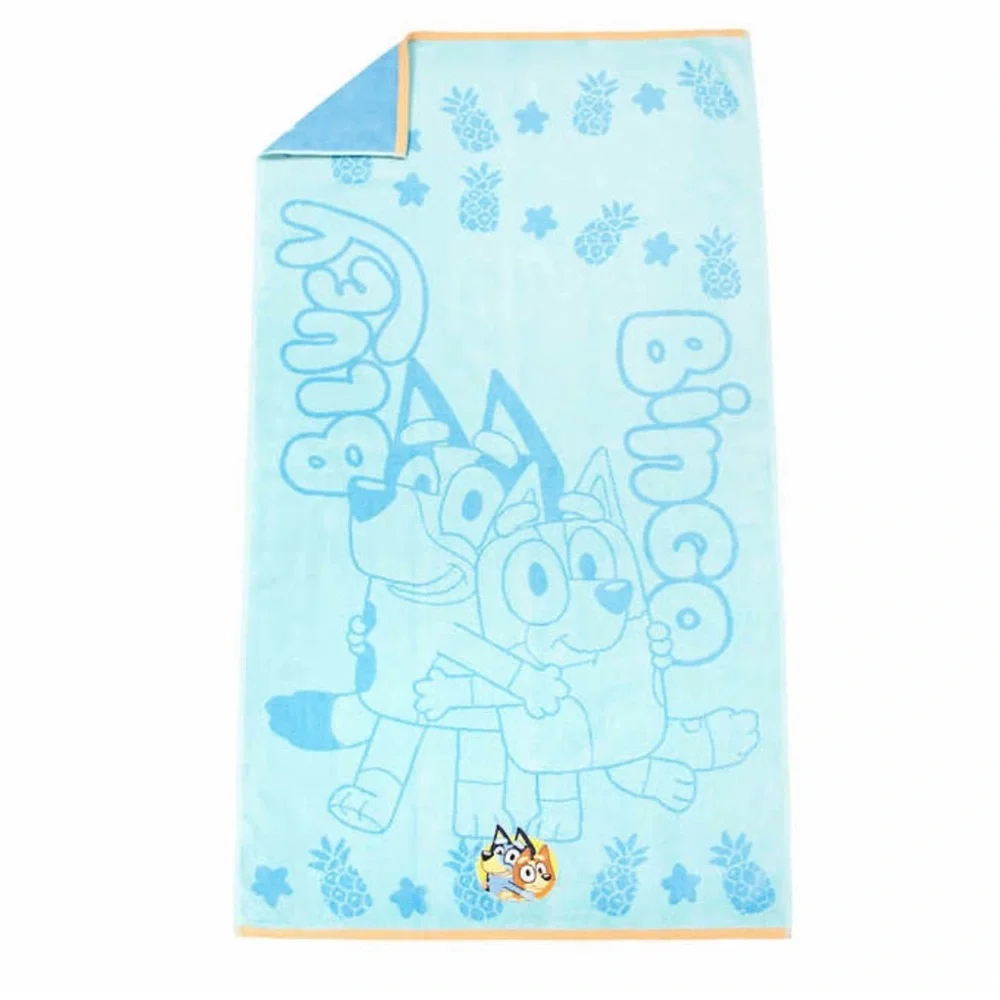 - Bluey & Bingo Beach towel with Embroidered (86 cm X 160 cm )